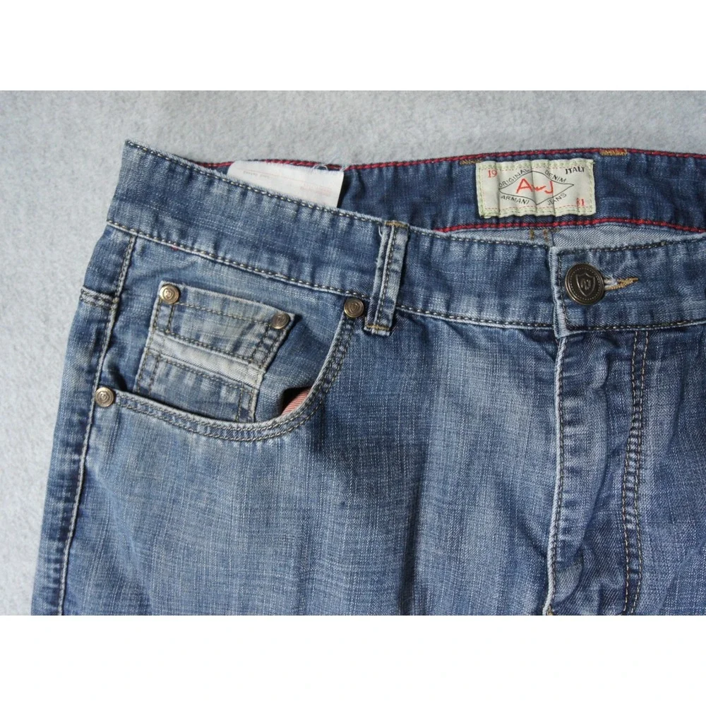 Armani Jeans Mens 36 Blue Denim Pants Straight Leg Italy‎ Luxury Casual 35x27